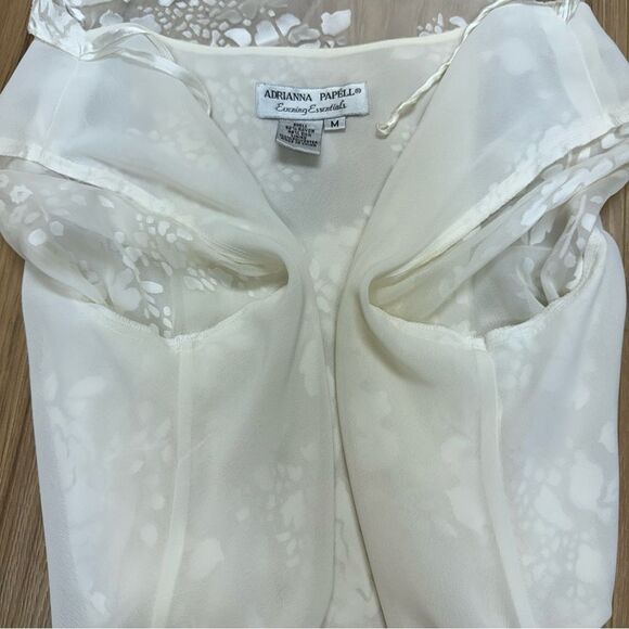 Adrianna Papell Beaded Evening Essentials Long Sleeve Rayon Silk Blouse Floral M - Picture 13 of 14